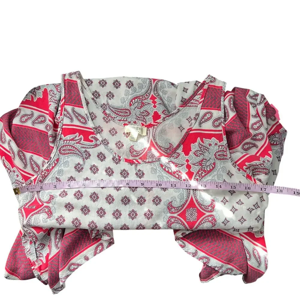 Umgee Womens Tank Dress Large Handkerchief Hem Paisley Floral Cottagecore Boho - Picture 12 of 14